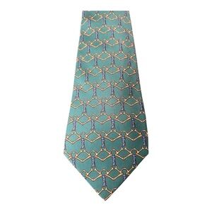 Hermés Paris Elegant Green Patterned Men's Tie